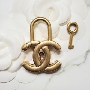 Chanel Lock & Key Set Brushed GHW [from Vanity Filigree Bag Case]